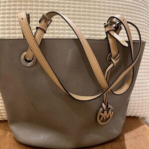 Michael Kors Taupe and Beige Shoulder Bag